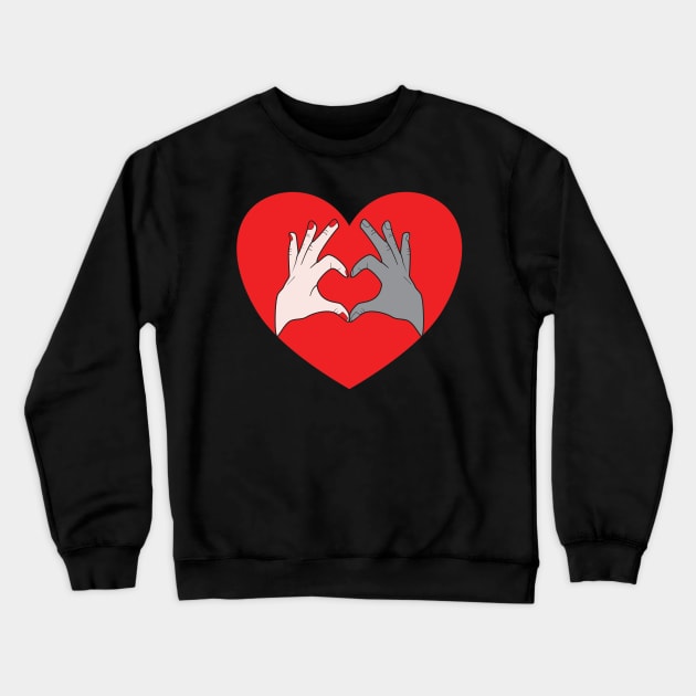 Hands Making Heart Shape Love Sign Language Valentine's Day Crewneck Sweatshirt by Okuadinya